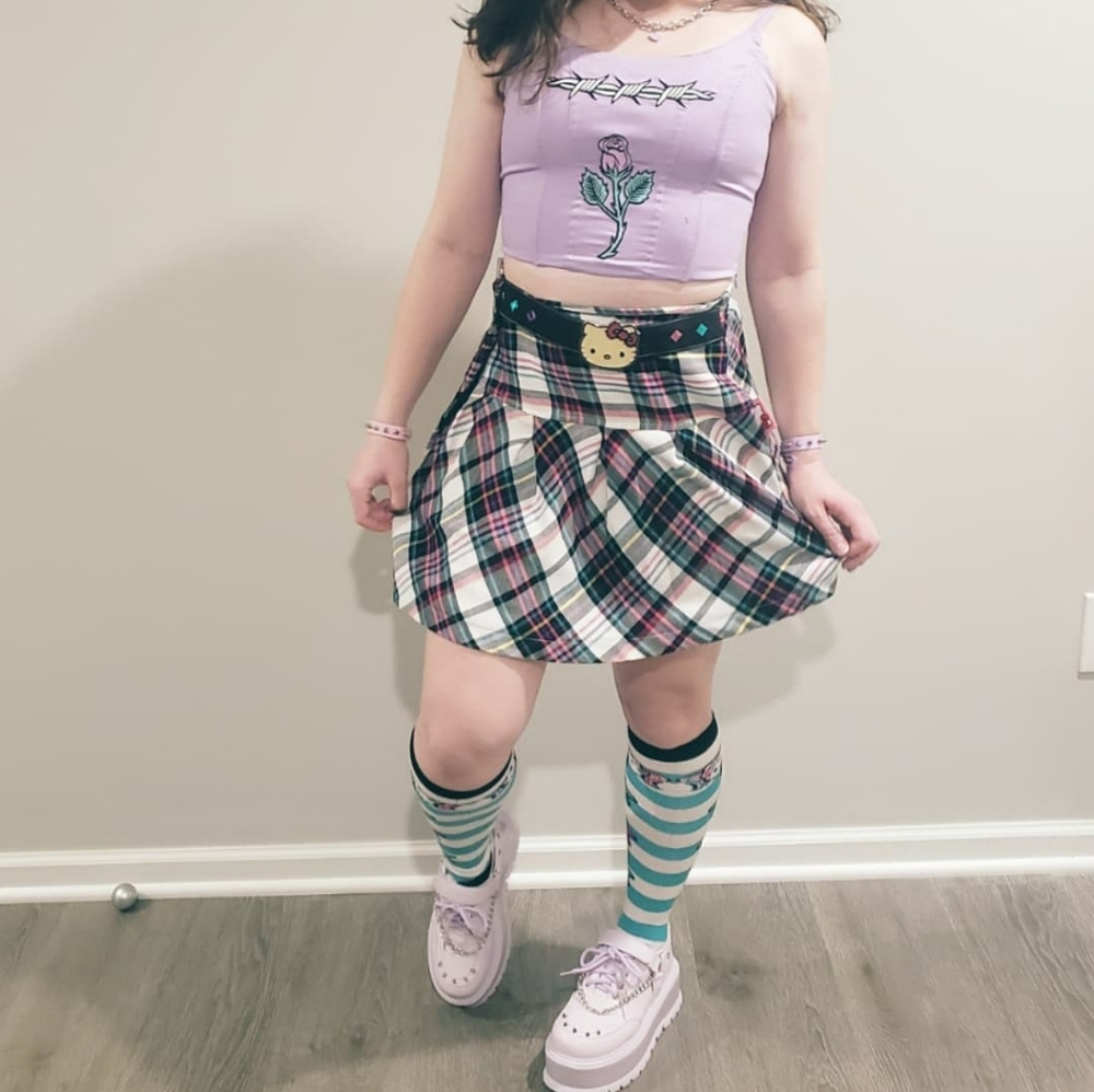 Hello Kitty Plaid Punk Rocker Skirt - Picture 5 of 6